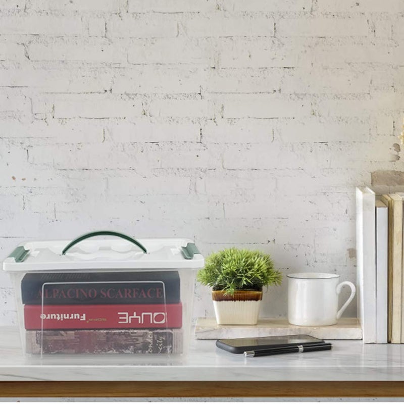 Saedy 14 Quart Latching Box, Great Funtionality Plastic Storage Bin with Lid, Clear Transparent Box with Handles - Image 3